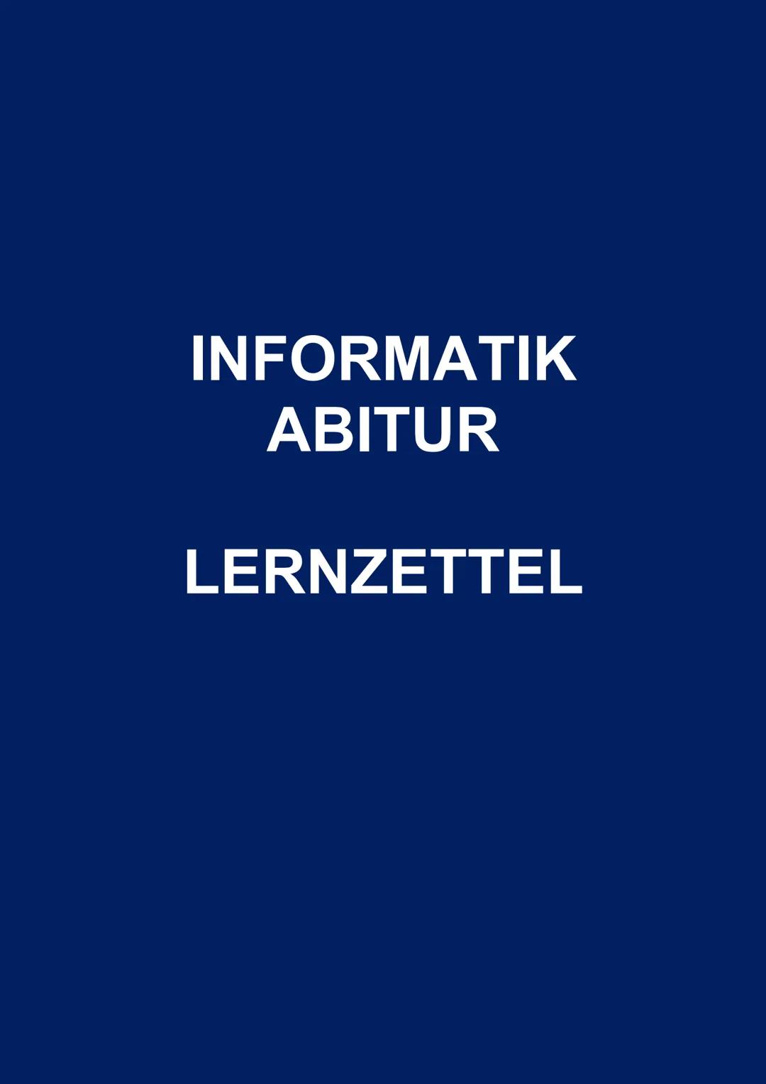 INFORMATIK
ABITUR
LERNZETTEL Inhaltsverzeichnis
Inhaltsverzeichnis
Datenbanken und Datenschutz..
Entity-Relationship-Modell.
Relationales Da