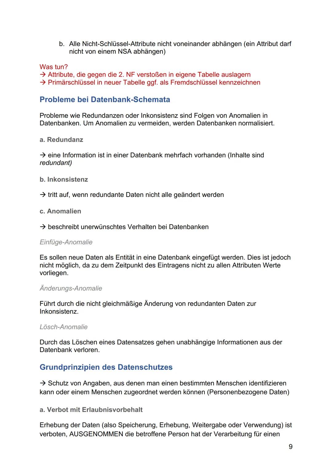 INFORMATIK
ABITUR
LERNZETTEL Inhaltsverzeichnis
Inhaltsverzeichnis
Datenbanken und Datenschutz..
Entity-Relationship-Modell.
Relationales Da