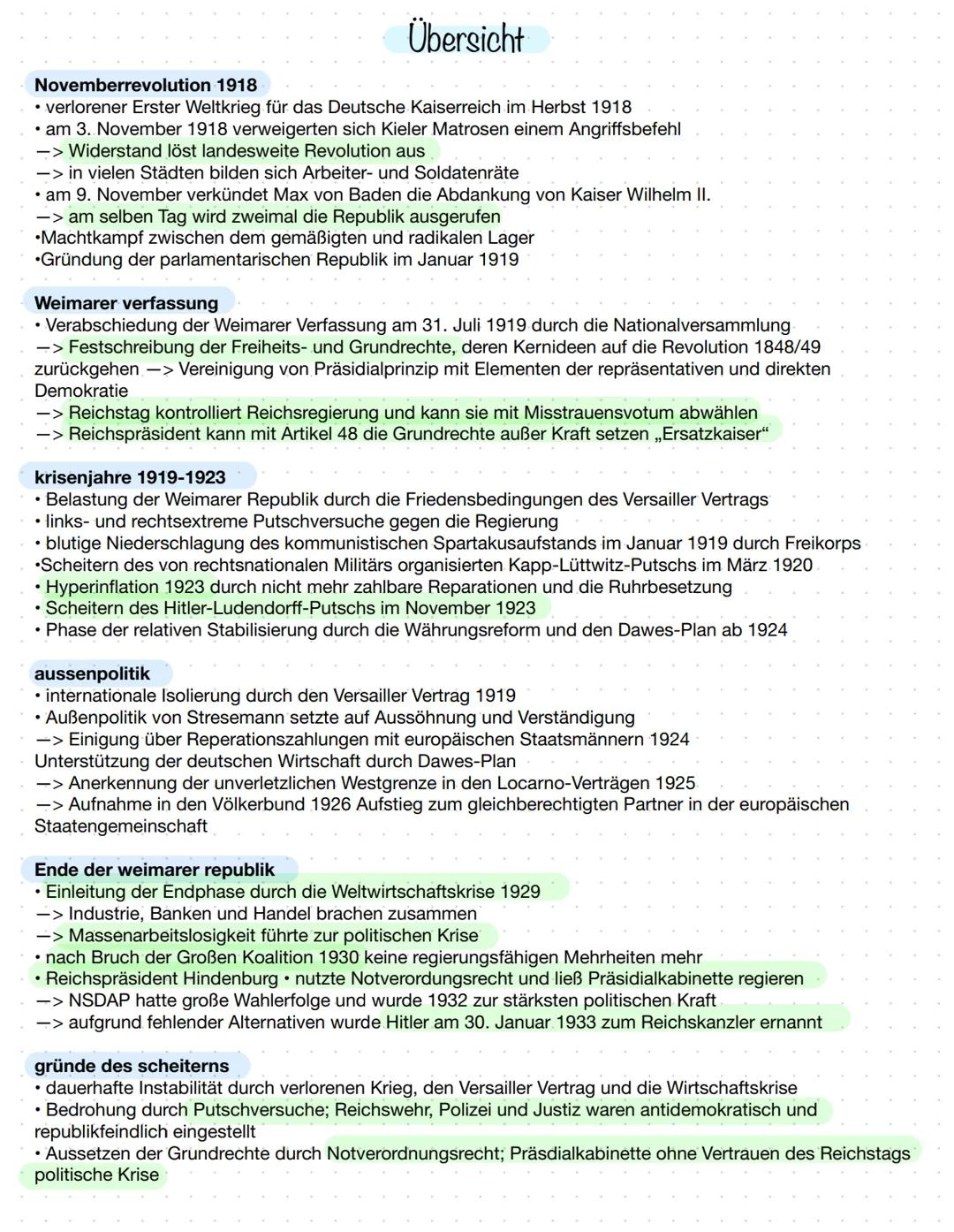 # Das Scheitern der der Weimarer Republik und der Weg in die
nationalsozialisitsche Diktatur
I. Voraussetzungen der NS-Diktatur: Das Scheit