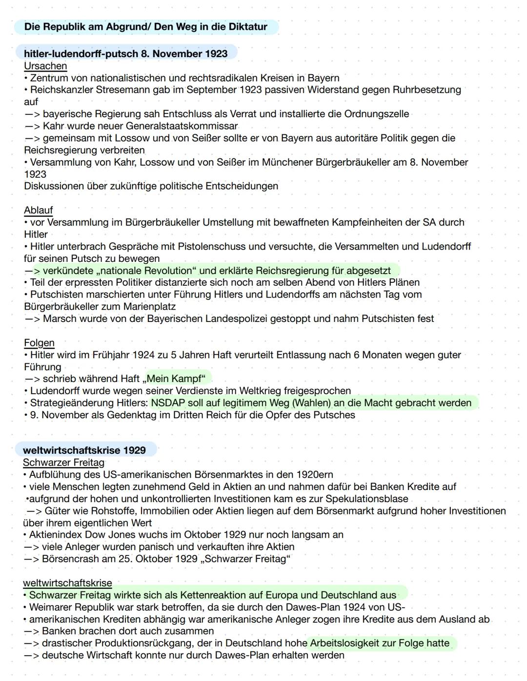 # Das Scheitern der der Weimarer Republik und der Weg in die
nationalsozialisitsche Diktatur
I. Voraussetzungen der NS-Diktatur: Das Scheit