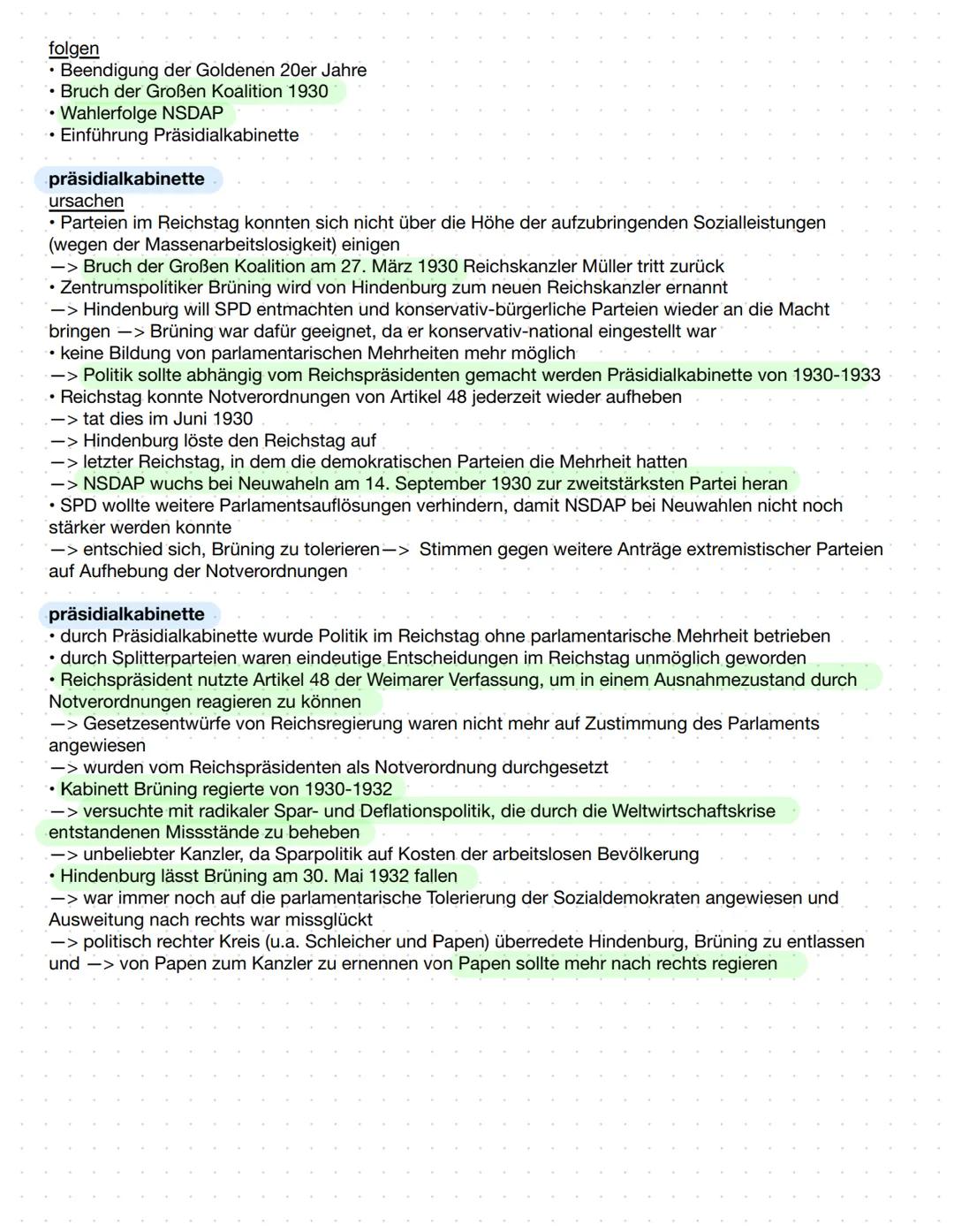 # Das Scheitern der der Weimarer Republik und der Weg in die
nationalsozialisitsche Diktatur
I. Voraussetzungen der NS-Diktatur: Das Scheit