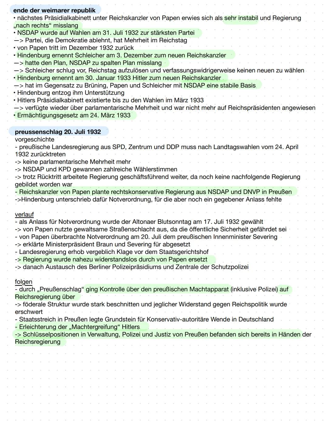 # Das Scheitern der der Weimarer Republik und der Weg in die
nationalsozialisitsche Diktatur
I. Voraussetzungen der NS-Diktatur: Das Scheit