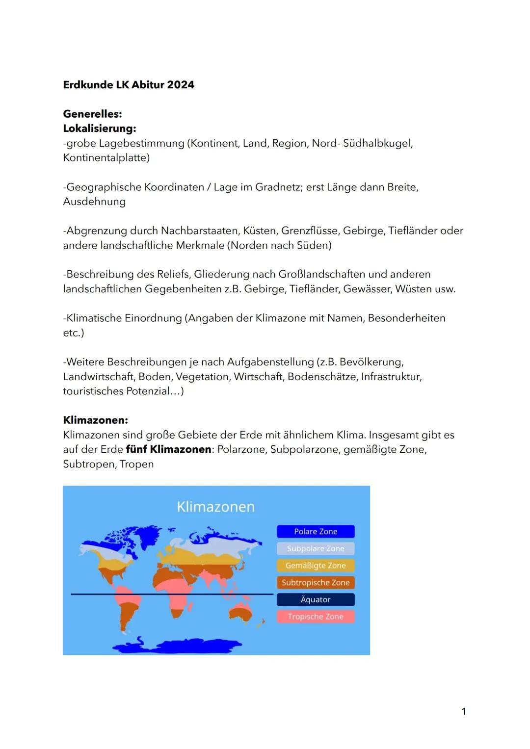Erdkunde Leistungskurs Abiturzusammenfassung 2024