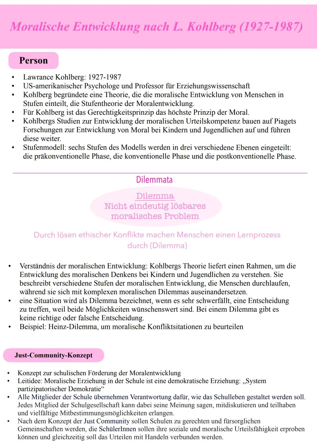 Kohlbergs
Moralentwicklungsmodell
STUFENMODELL DER MORALENTWICKLUNG
L. KOHLBERG # Stufenmodell der Moralentwicklung
L. KOHLBERG
Recherchi