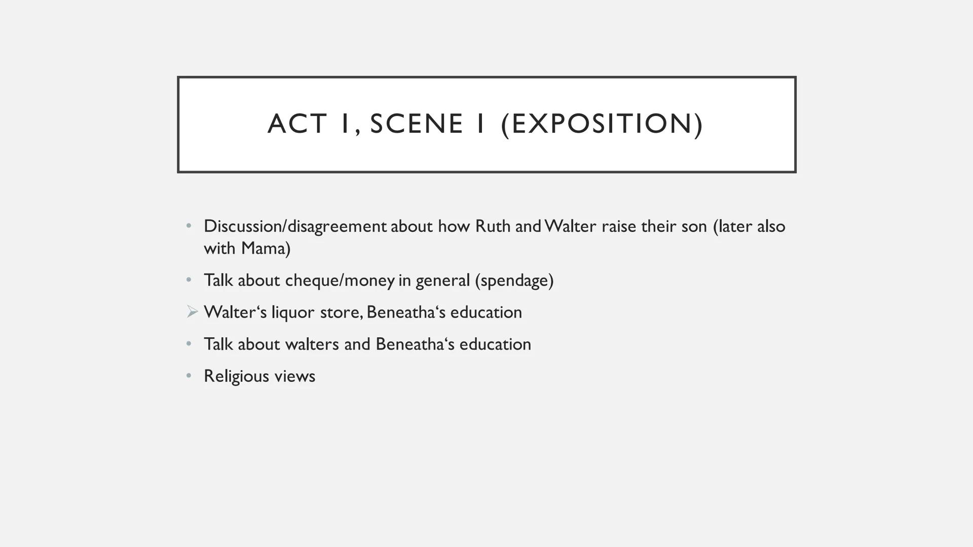 A RAISIN IN THE SUN TABLE OF CONTENTS
•
General information
•
Information about the author
Historical context
•
Summary
•
Main character
Wal