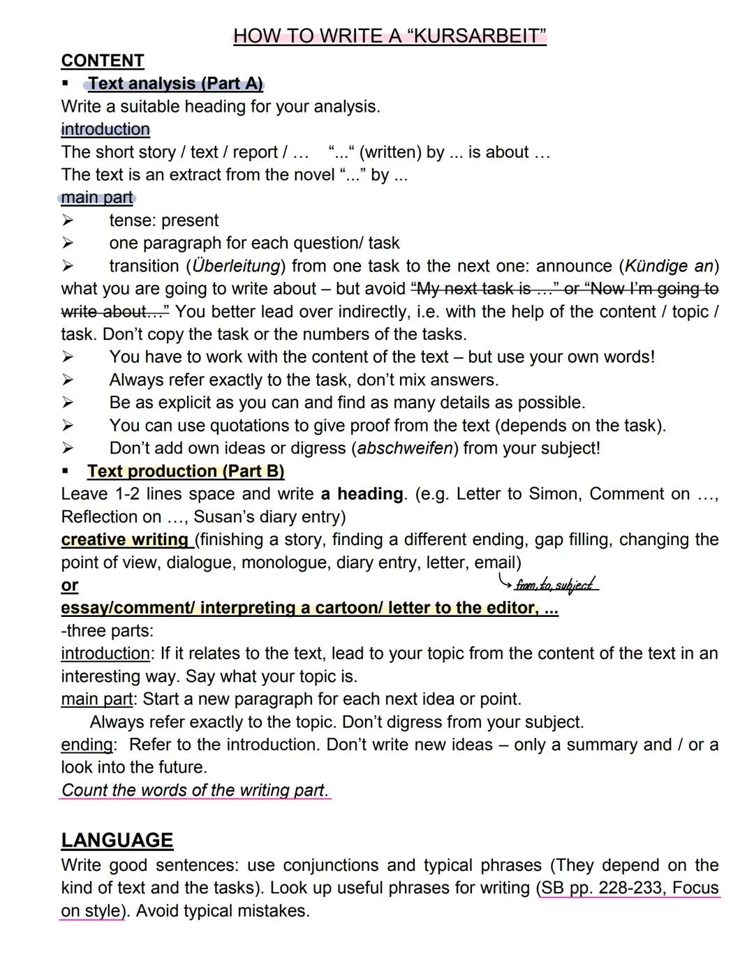 Lernzettel Englisch Abitur