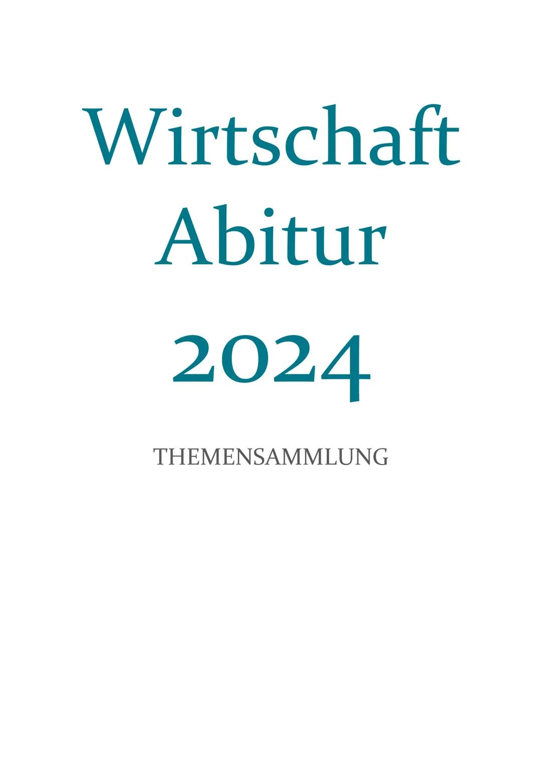 Wirtschaft Abitur 24 Themen