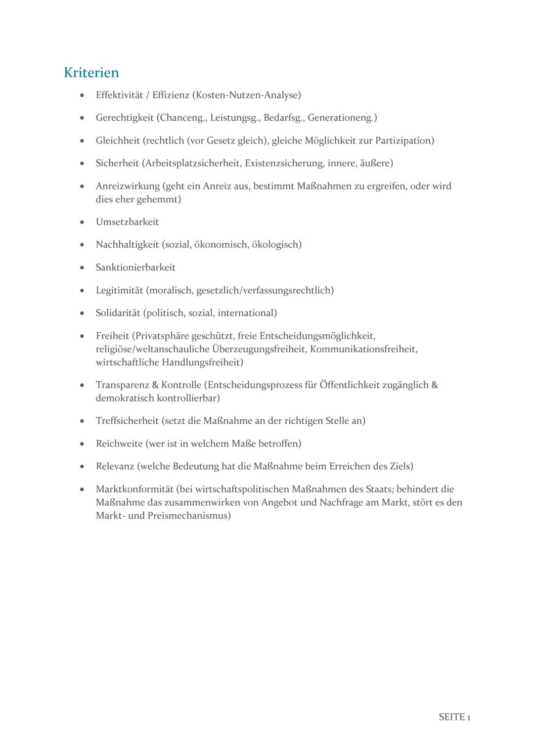 Wirtschaft
Abitur
2024
THEMENSAMMLUNG Kriterien
Effektivität / Effizienz (Kosten-Nutzen-Analyse)
•
Gerechtigkeit (Chanceng., Leistungsg., Be