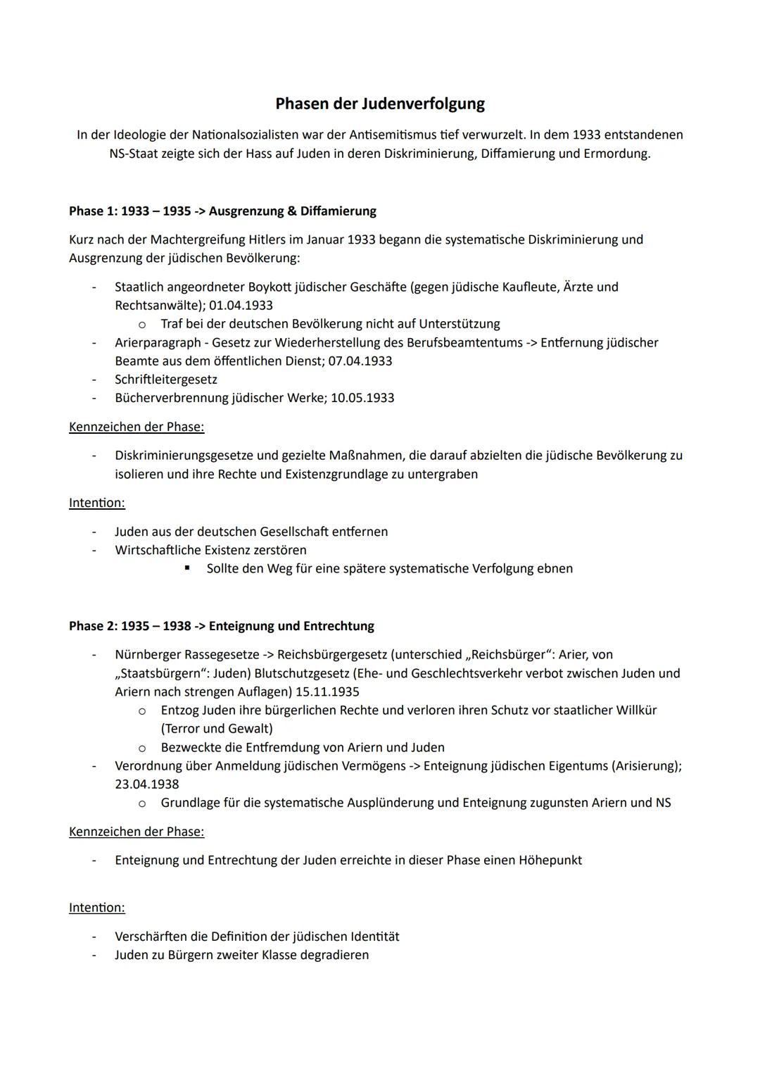 # Phasen der Judenverfolgung
In der Ideologie der Nationalsozialisten war der Antisemitismus tief verwurzelt. In dem 1933 entstandenen
NS-S