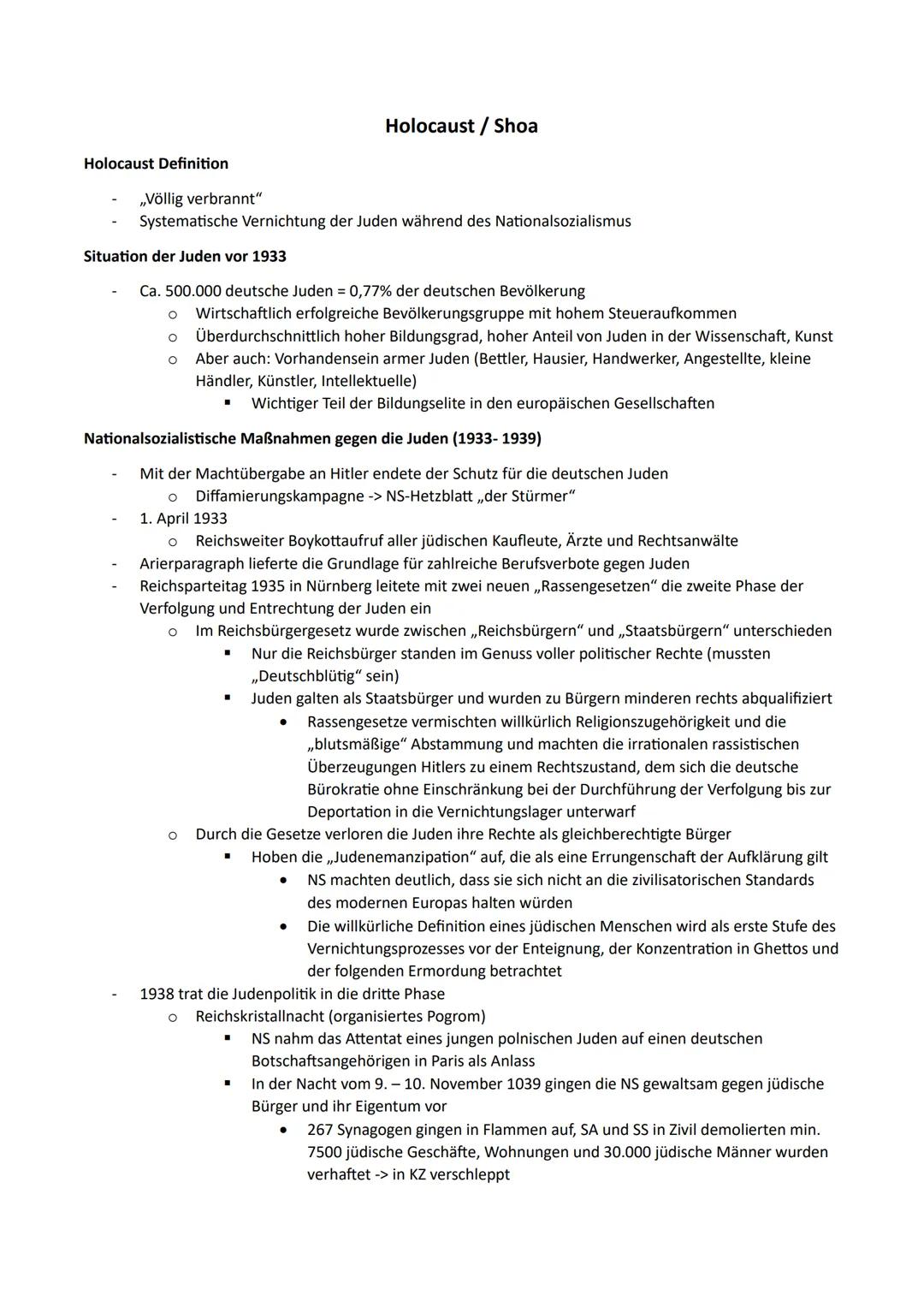 # Holocaust / Shoa
Holocaust Definition
- „Völlig verbrannt"
- Systematische Vernichtung der Juden während des Nationalsozialismus
Situat