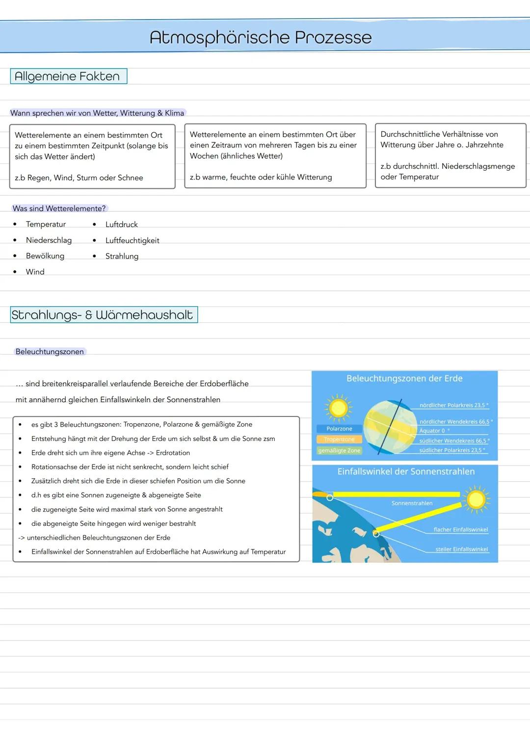 Atmosphärische Prozesse Klausur/Abitur Zusammenfassung