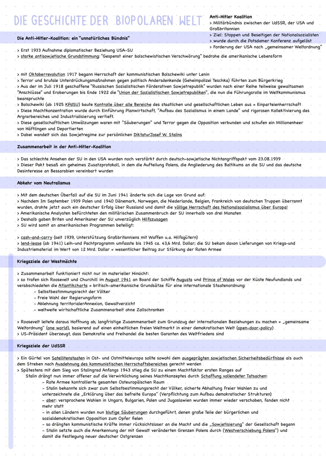 5 Kalter Krieg
Welche Ursachen führten zum Kalten Krieg?
GRUNDLAGEN KALTER KRIEG
> unterschiedliche politische Systeme der Siegermächte (USA