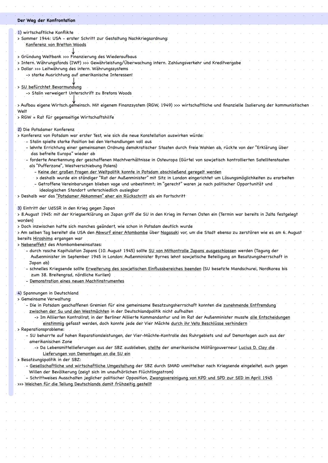 5 Kalter Krieg
Welche Ursachen führten zum Kalten Krieg?
GRUNDLAGEN KALTER KRIEG
> unterschiedliche politische Systeme der Siegermächte (USA