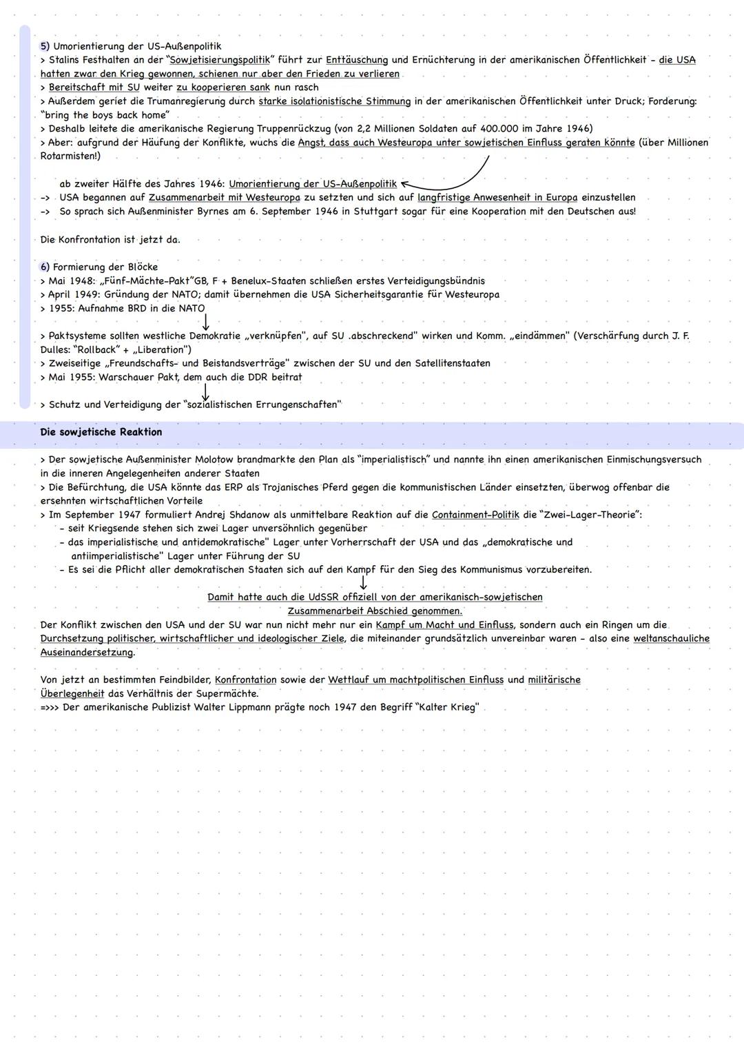 5 Kalter Krieg
Welche Ursachen führten zum Kalten Krieg?
GRUNDLAGEN KALTER KRIEG
> unterschiedliche politische Systeme der Siegermächte (USA