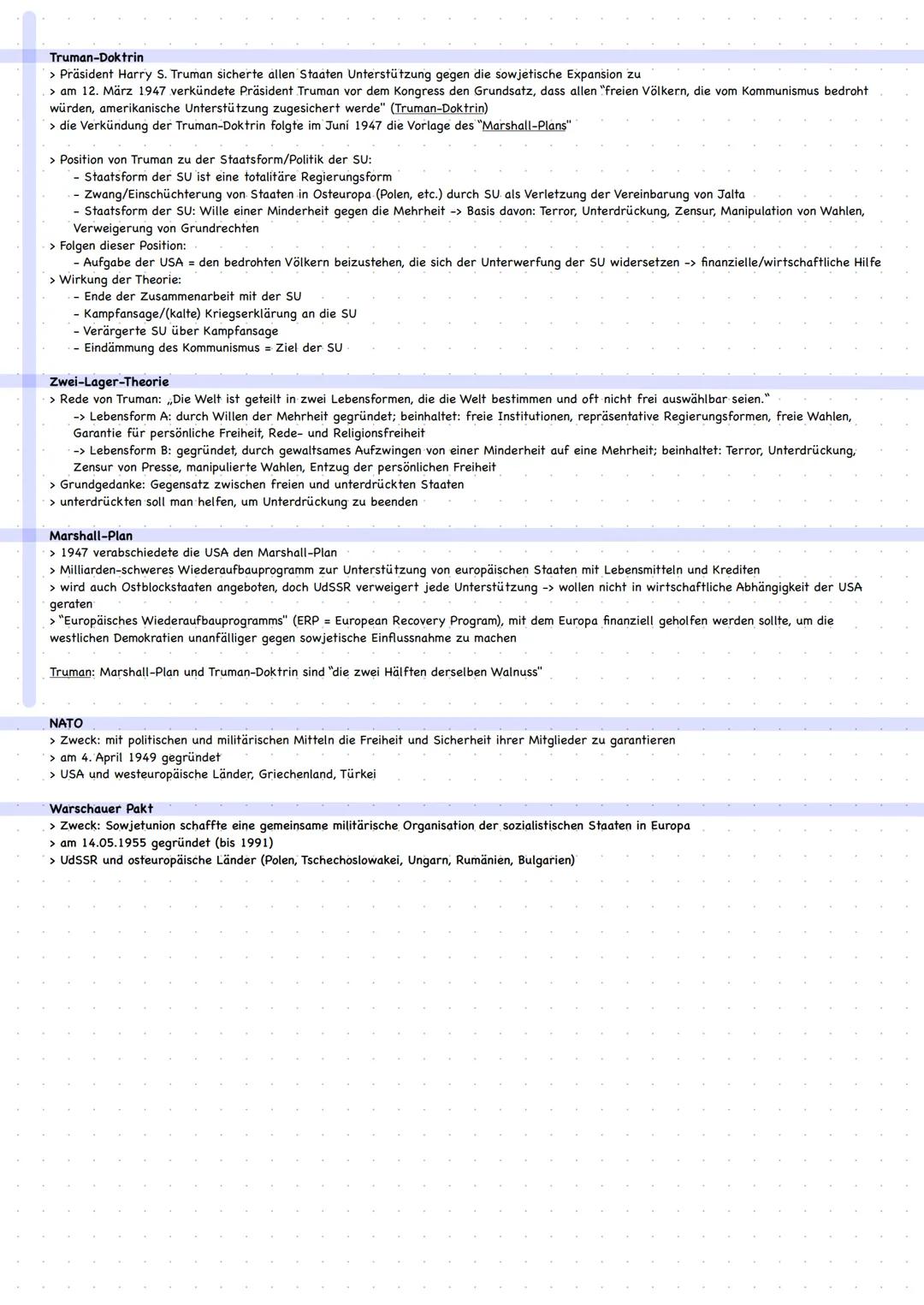 5 Kalter Krieg
Welche Ursachen führten zum Kalten Krieg?
GRUNDLAGEN KALTER KRIEG
> unterschiedliche politische Systeme der Siegermächte (USA