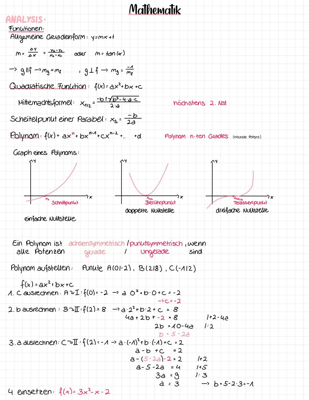 Abi Zusammenfassung Mathe Analysis