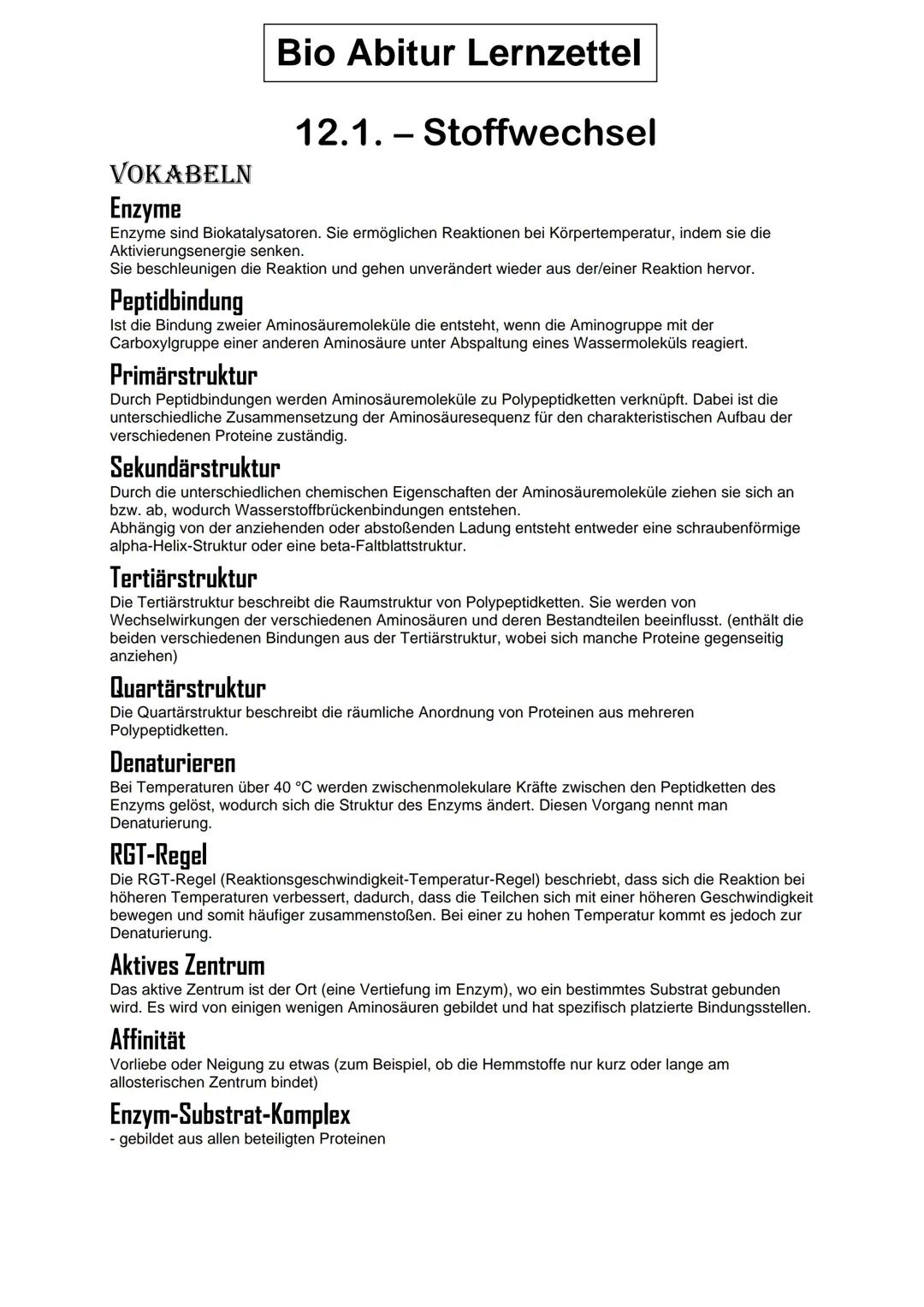 Bio Abi Lernzettel (LK)