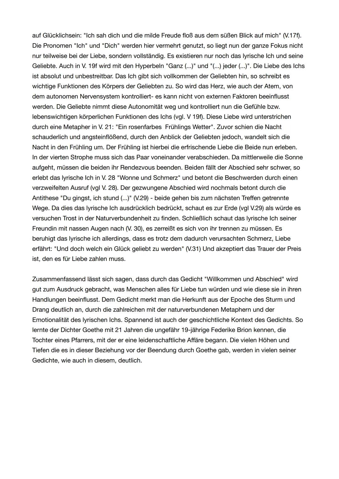 Das Gedicht "Willkommen und Abschied" von Johann Wolfgang von Goethe aus der Epoche des
Sturm und Drang, erschienen in 1771, hinterlässt bei