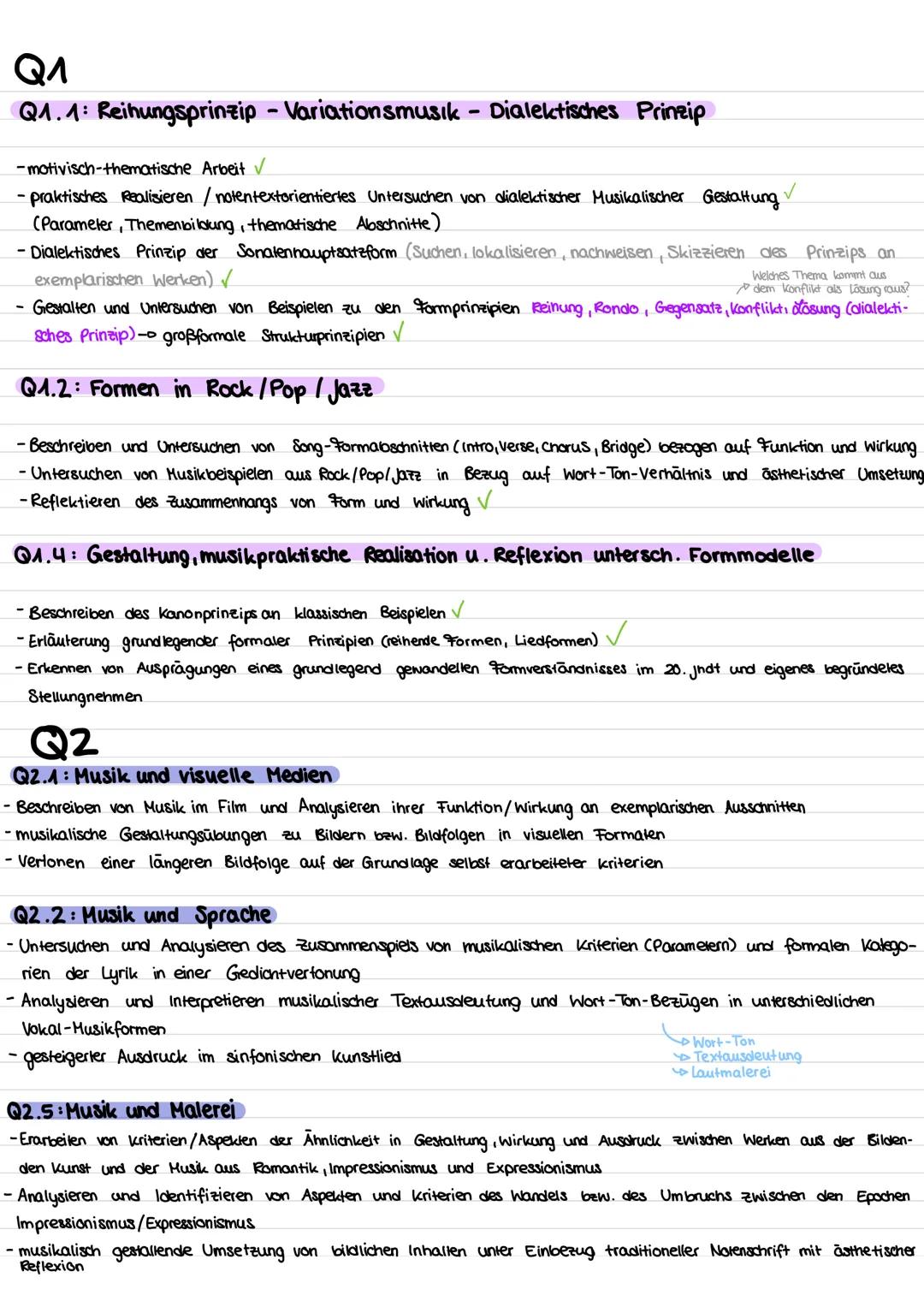 QA
Q1.1: Reihungsprinzip - Variationsmusik - Dialektisches Prinzip
-motivisch-thematische Arbeit ✓
- praktisches Realisieren/notentextori
