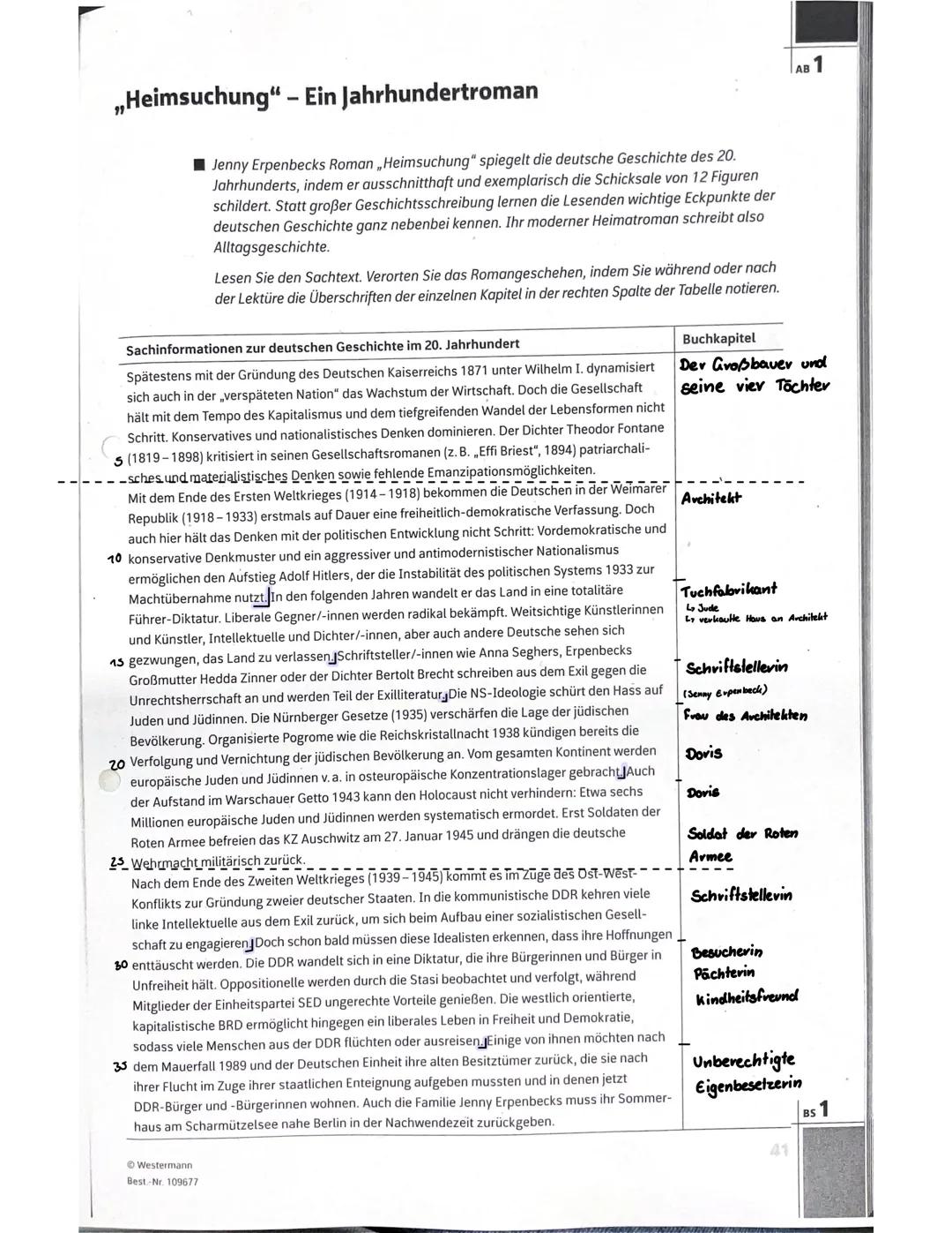 AB 1
„Heimsuchung" - Ein Jahrhundertroman
Jenny Erpenbecks Roman,,Heimsuchung" spiegelt die deutsche Geschichte des 20.
Jahrhunderts, indem