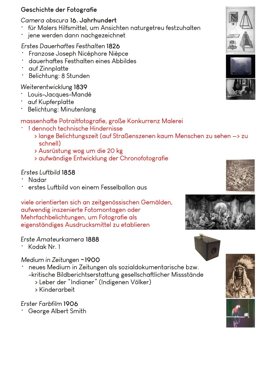 Geschichte der Fotografie
Camera obscura 16. Jahrhundert
.
für Malers Hilfsmittel, um Ansichten naturgetreu festzuhalten
jene werden dann na
