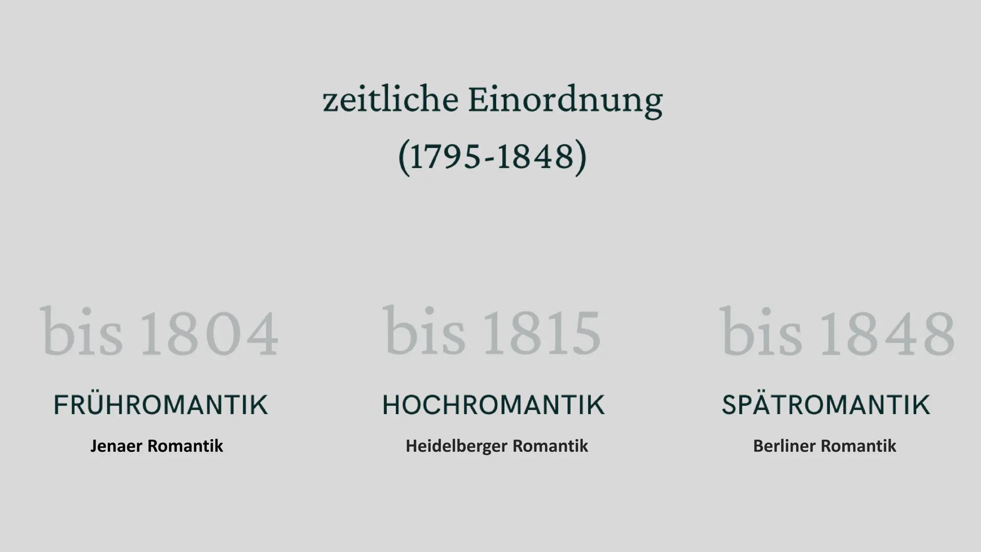 Romantik
die Epoche der
großen Gefühle Gliederung
1. zeitliche Einordnung
2. historischer Hintergrund
3. Merkmale
■
■
■
☐
Hauptthemen
Figure