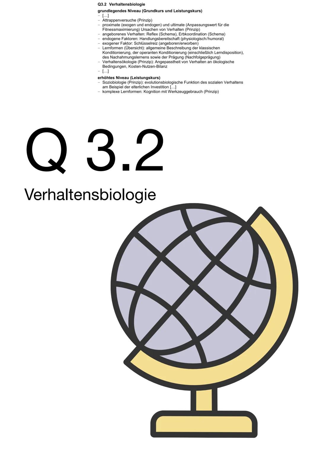 Q3.2 Verhaltensbiologie
grundlegendes Niveau (Grundkurs und Leistungskurs)
- Attrappenversuche (Prinzip).
proximate (exogen und endogen) und