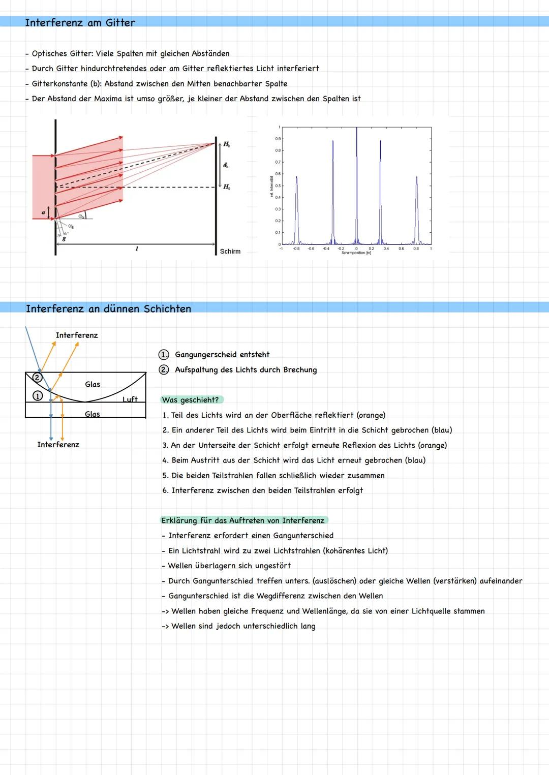 Lichtwellen
Beugung am Einzelspalt
- Licht gelangt durch schmalen Spalt: Ausbreitung in alle Richtungen nachweisbar
- Licht wird abgelenkt (