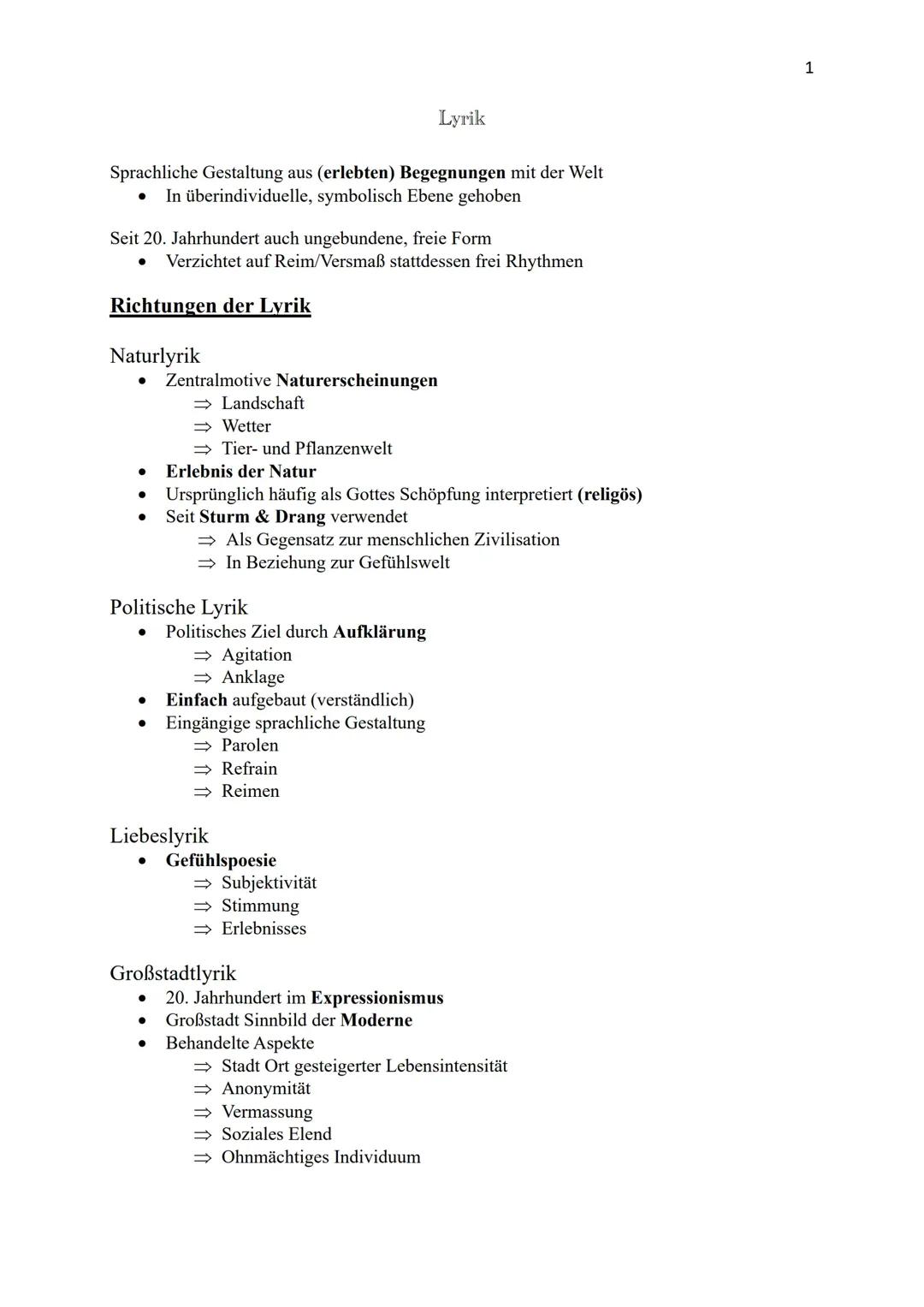 Abitur Zusammenfassung Lyrik Deutsch