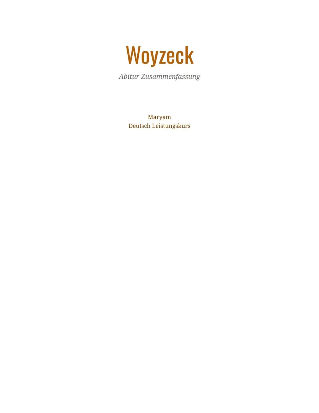 Woyzeck Abi Zusammenfassung