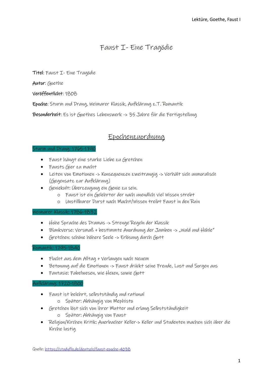 # ZUSAMMENFASSUNG
FAUST I – EINE TRAGÖDIE
Deutsch Gk ABI 2024
Goethe- Faust # Faust I- Eine Tragödie
Lektüre, Goethe, Faust I
Titel: Fau