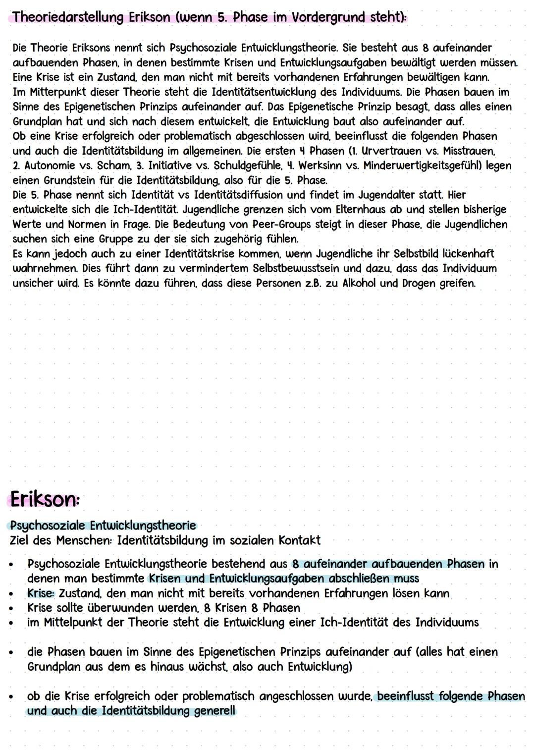ERIKSON
Gelingende und gefährdete Entwicklungs- und Lernprozesse
* Entwicklungstheorien Piagets, Kohlbergs und Eriksons (Grundannahmen d
