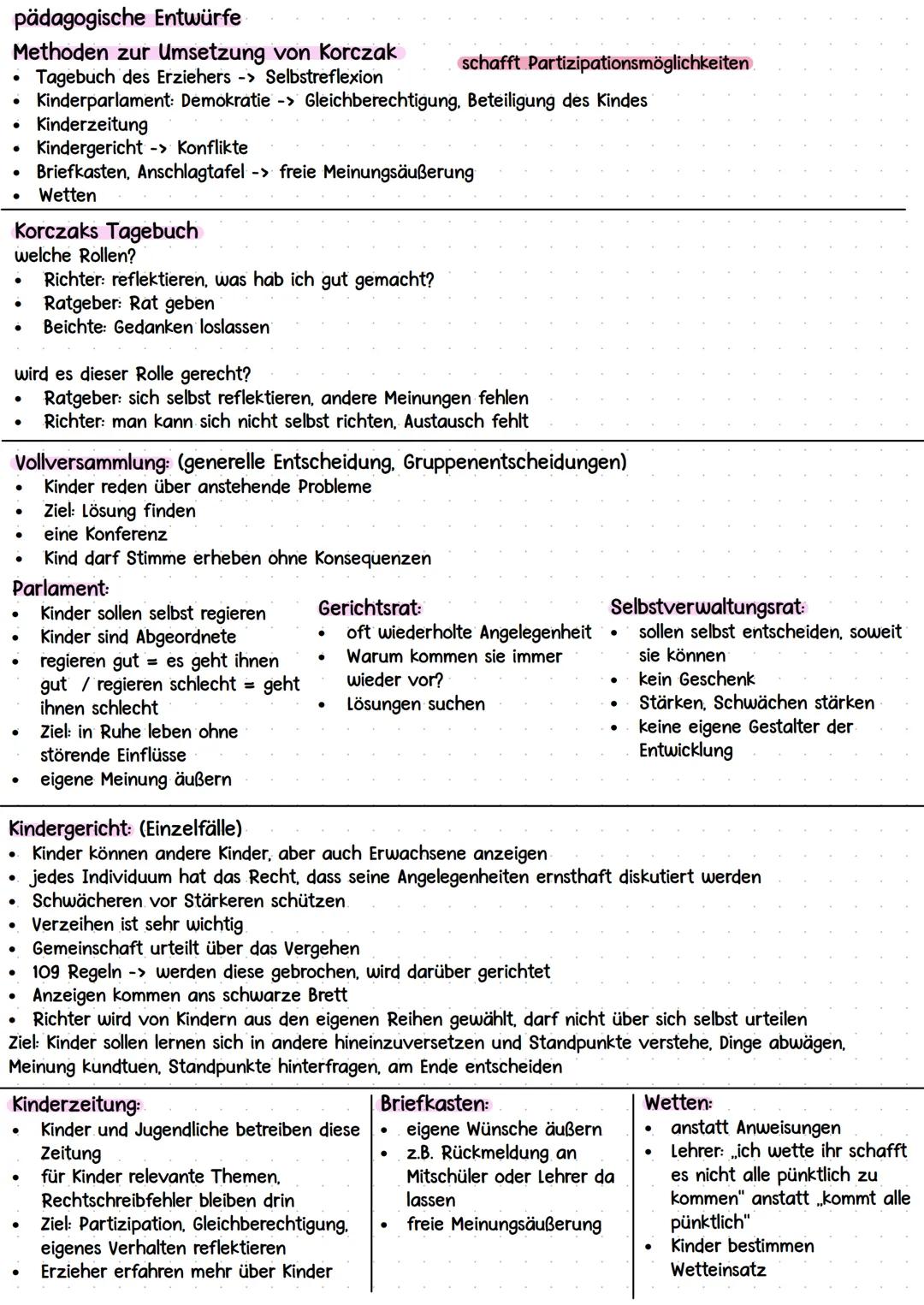REGGIO/
KORCZAK
Bild vom Kind /Erzieher/Erwachsenen
Methoden, Ziele
Reformpädagogische Konzepte: Menschenbilder, pädagogische Entwürfe,
Be