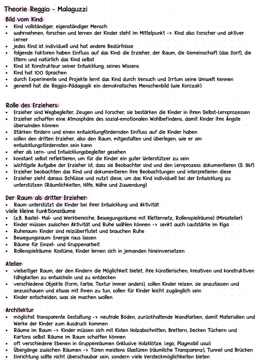 REGGIO/
KORCZAK
Bild vom Kind /Erzieher/Erwachsenen
Methoden, Ziele
Reformpädagogische Konzepte: Menschenbilder, pädagogische Entwürfe,
Be