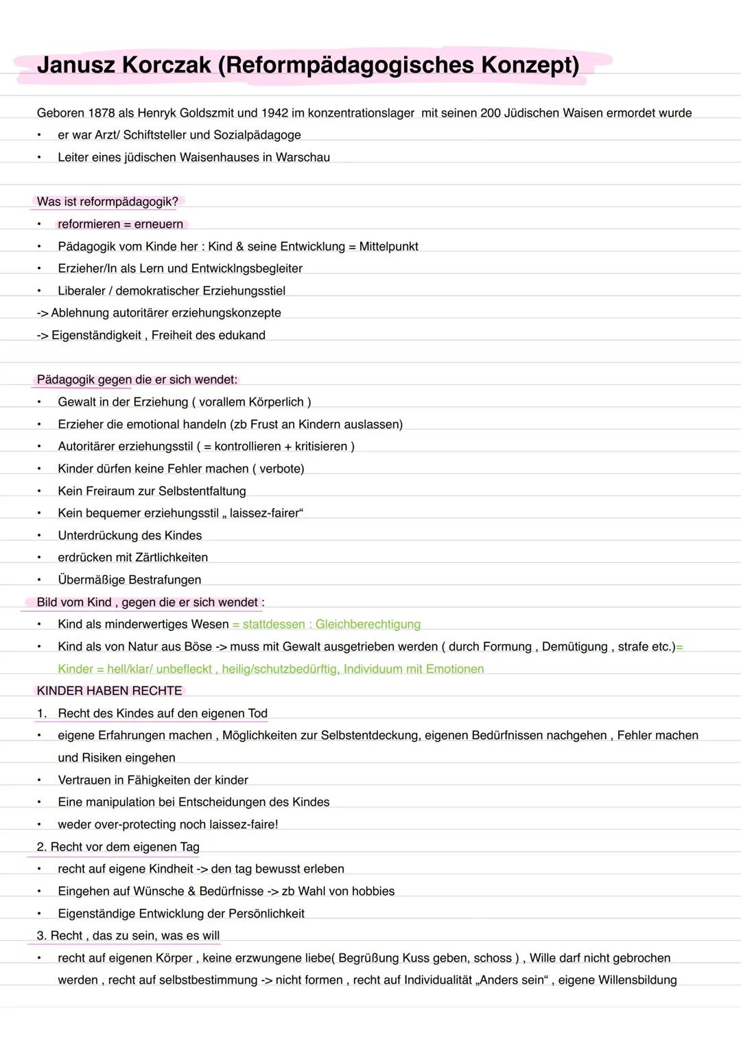 Janusz korczak Lernzettel