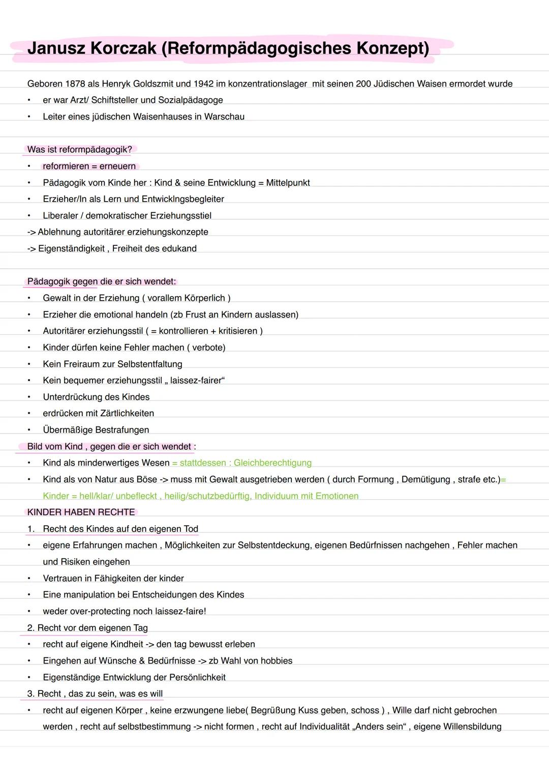 Janusz Korczak (Reformpädagogisches Konzept)
Geboren 1878 als Henryk Goldszmit und 1942 im konzentrationslager mit seinen 200 Jüdischen Wais