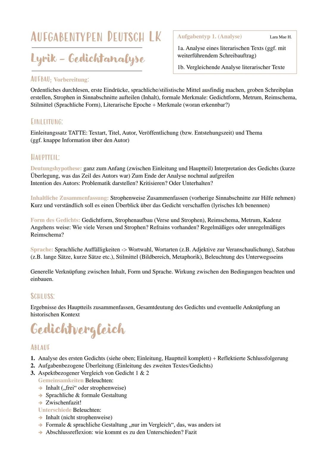 Aufgabentyp 1 Deutsch Abi (Lyrik, Epik, Dramatik)