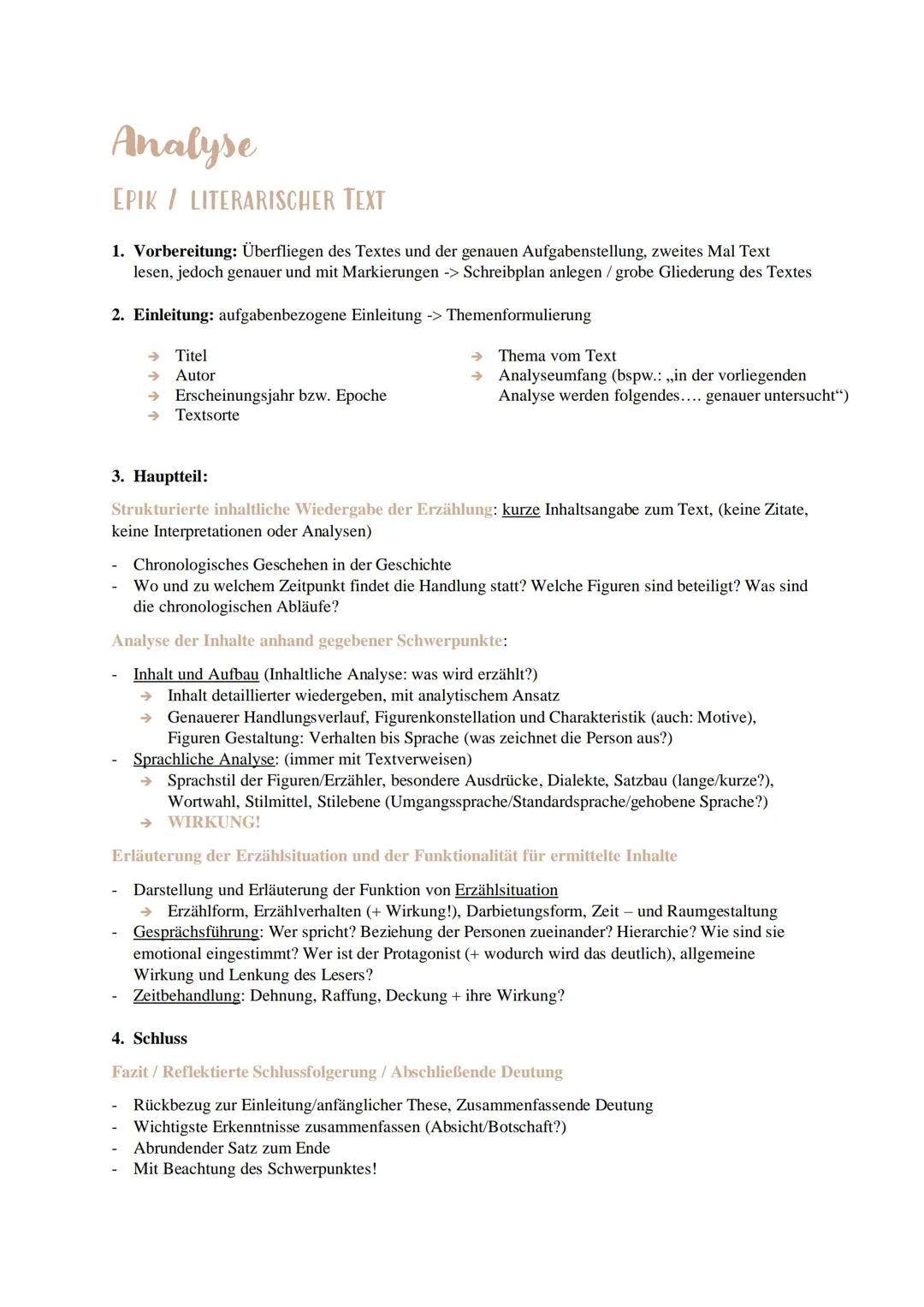 Analyse Epischer / Erzähltexte