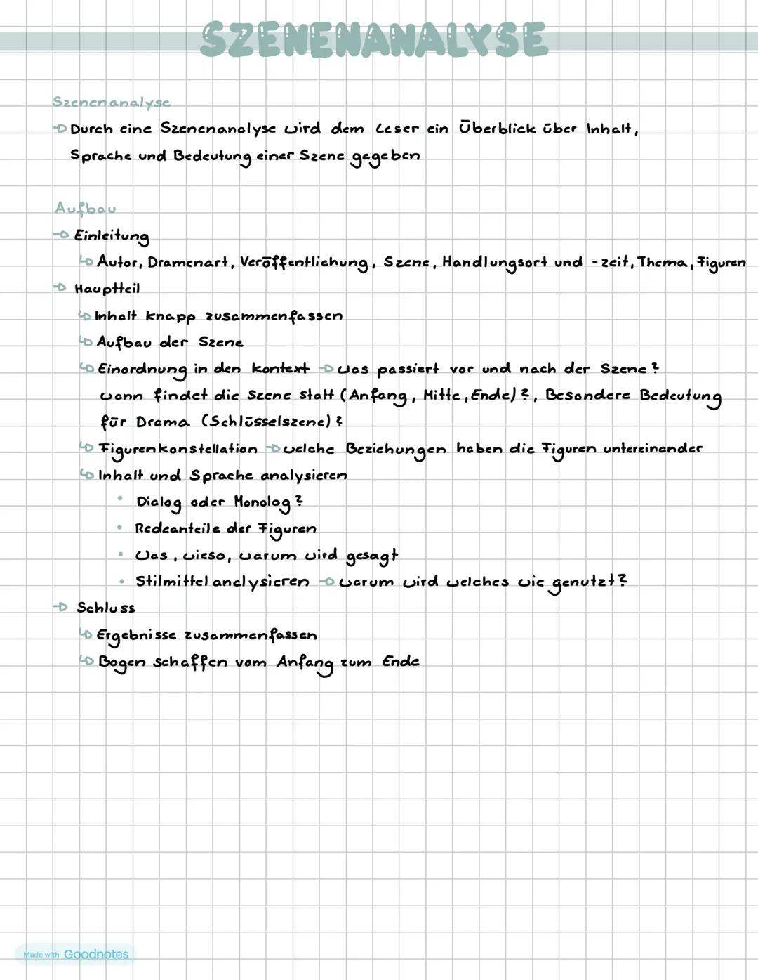 # SZENENANALYSE
Szenenanalyse.
- Durch eine Szenenanalyse wird dem Leser ein Überblick über Inhalt,
Sprache und Bedeutung einer Szene gegeb