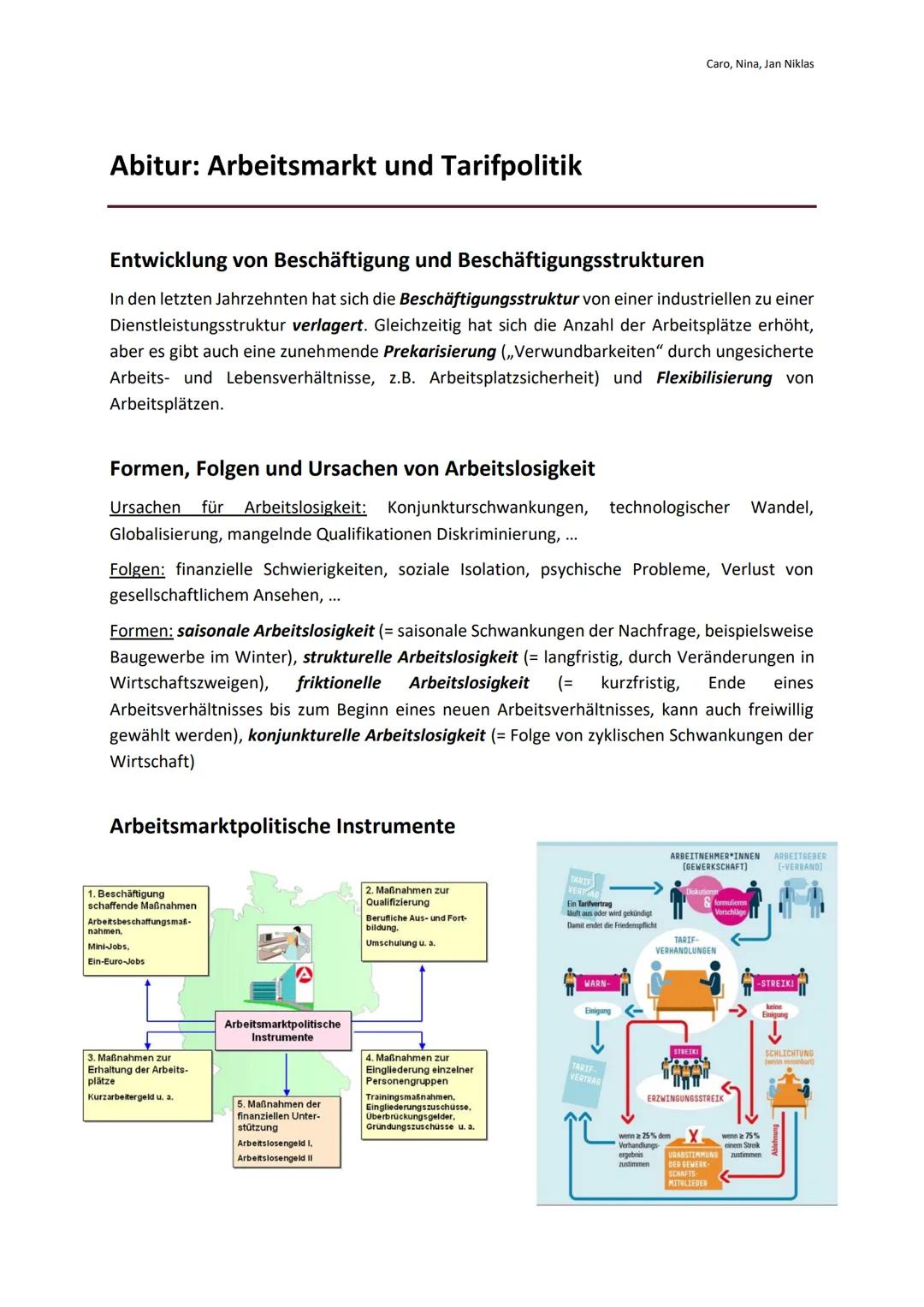 Abitur: Arbeitsmarkt und Tarifpolitik
Caro, Nina, Jan Niklas
Entwicklung von Beschäftigung und Beschäftigungsstrukturen
In den letzten Jahrz