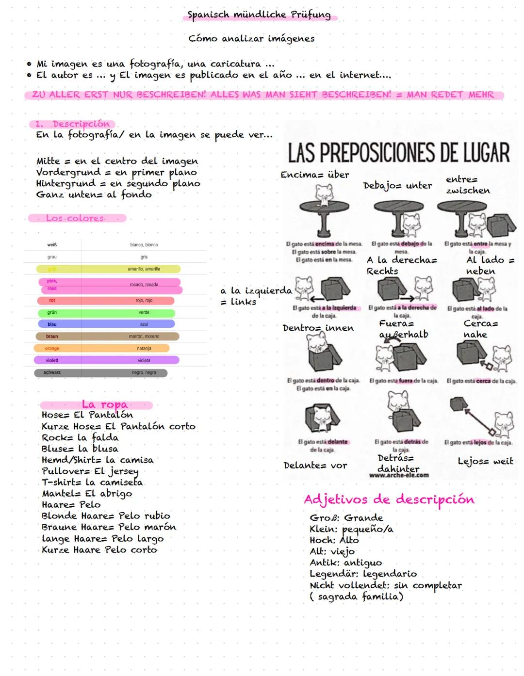 Bildbeschreibung Spanisch