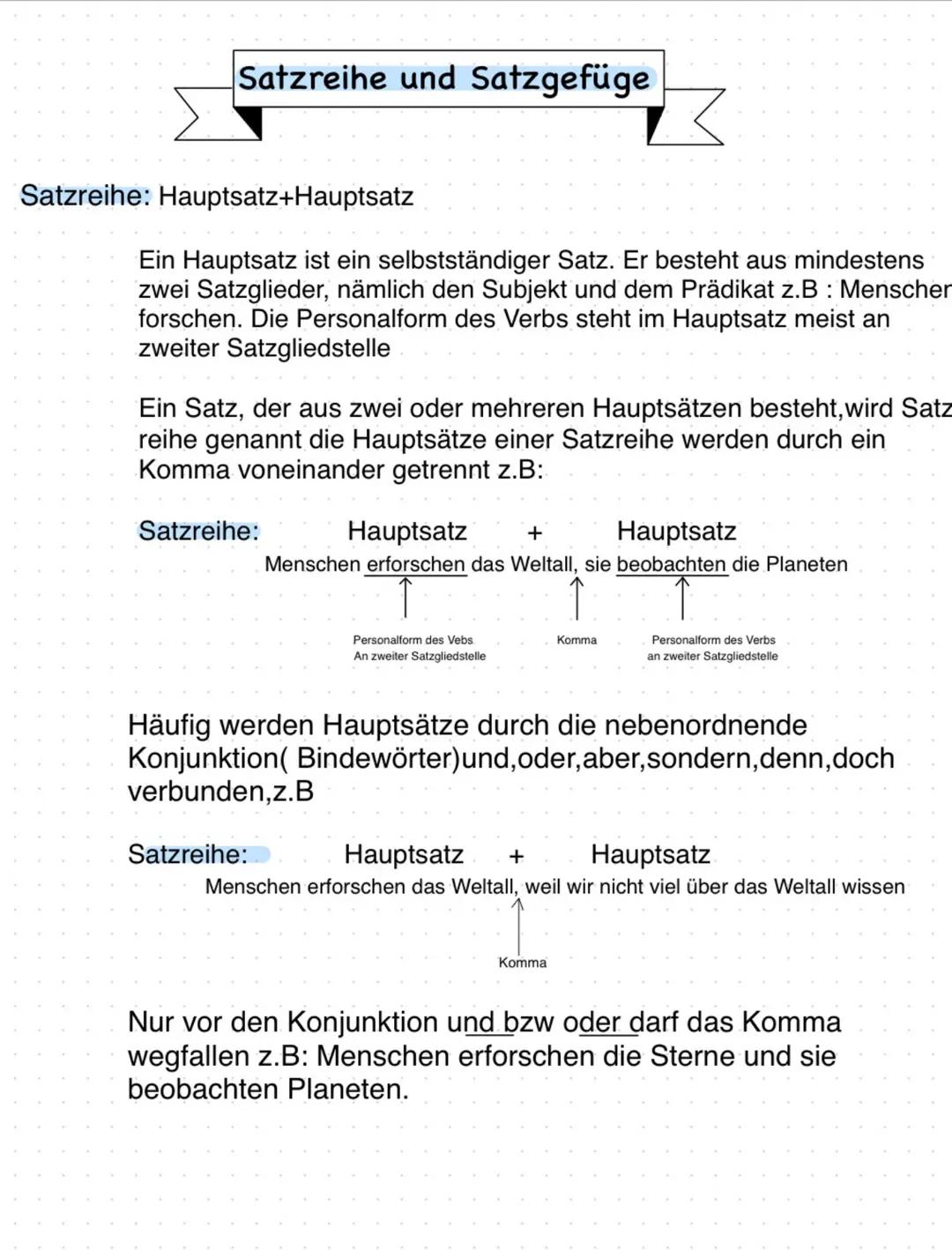 Satzreihe und Satzgefüge