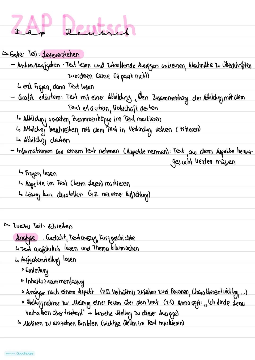 ZP 10 Deutsch Aufgabenübersicht, Tipps, Regeln