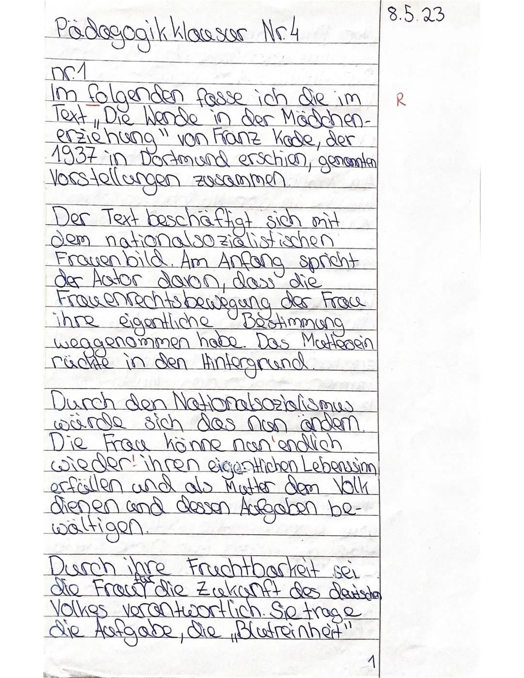 Pädagogikklausur 08.05.2023.
GK
5
10
15
20
20
25
30
35
Die Wende in der Mädchenerziehung
Die hinter uns liegende Epoche der Frauenbewegung h