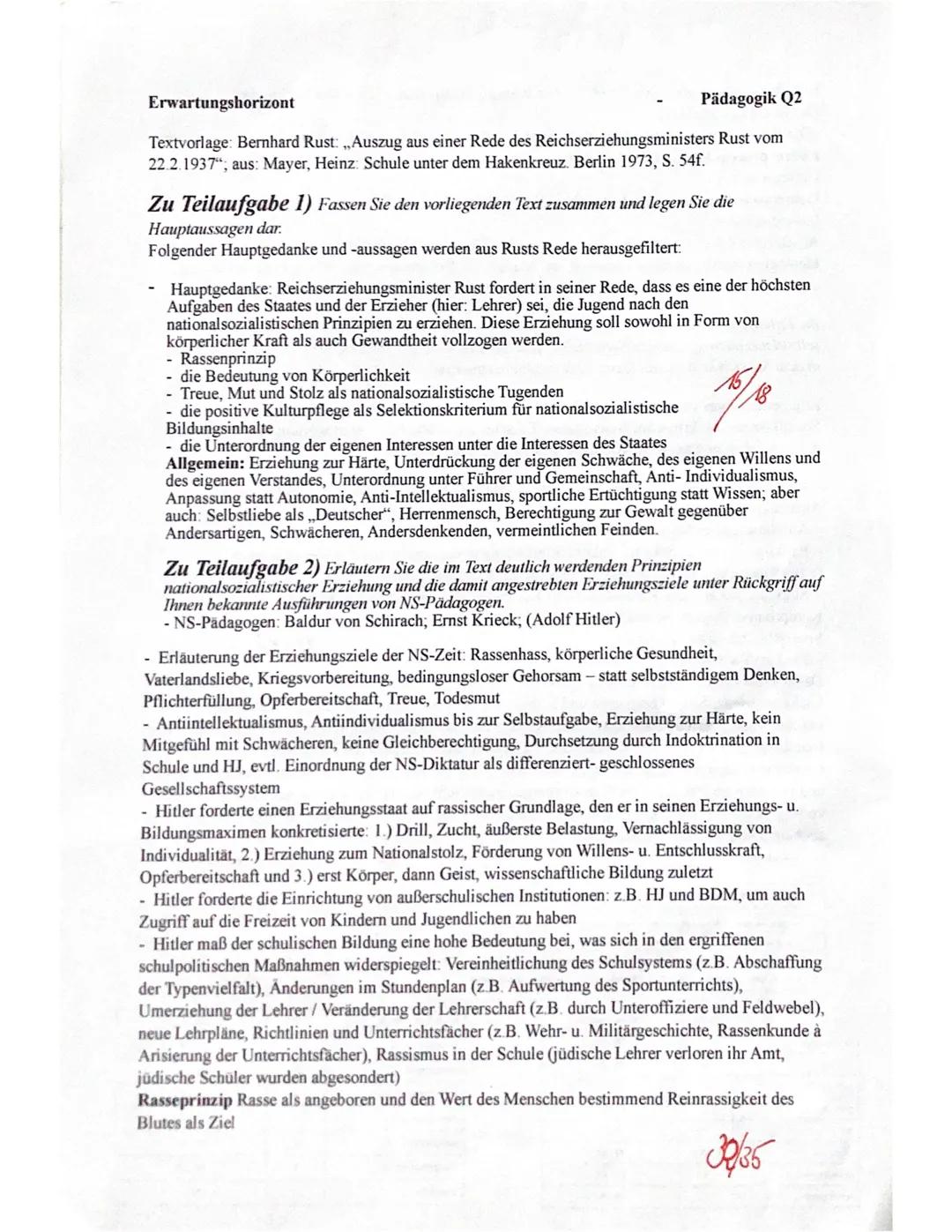 GK
Erziehungswissenschaft
13.09.2023
Bernhard Rust
Auszug aus einer Rede des Reichserziehungsministers Rust vom 22.2.1937
1 Die Erziehung se