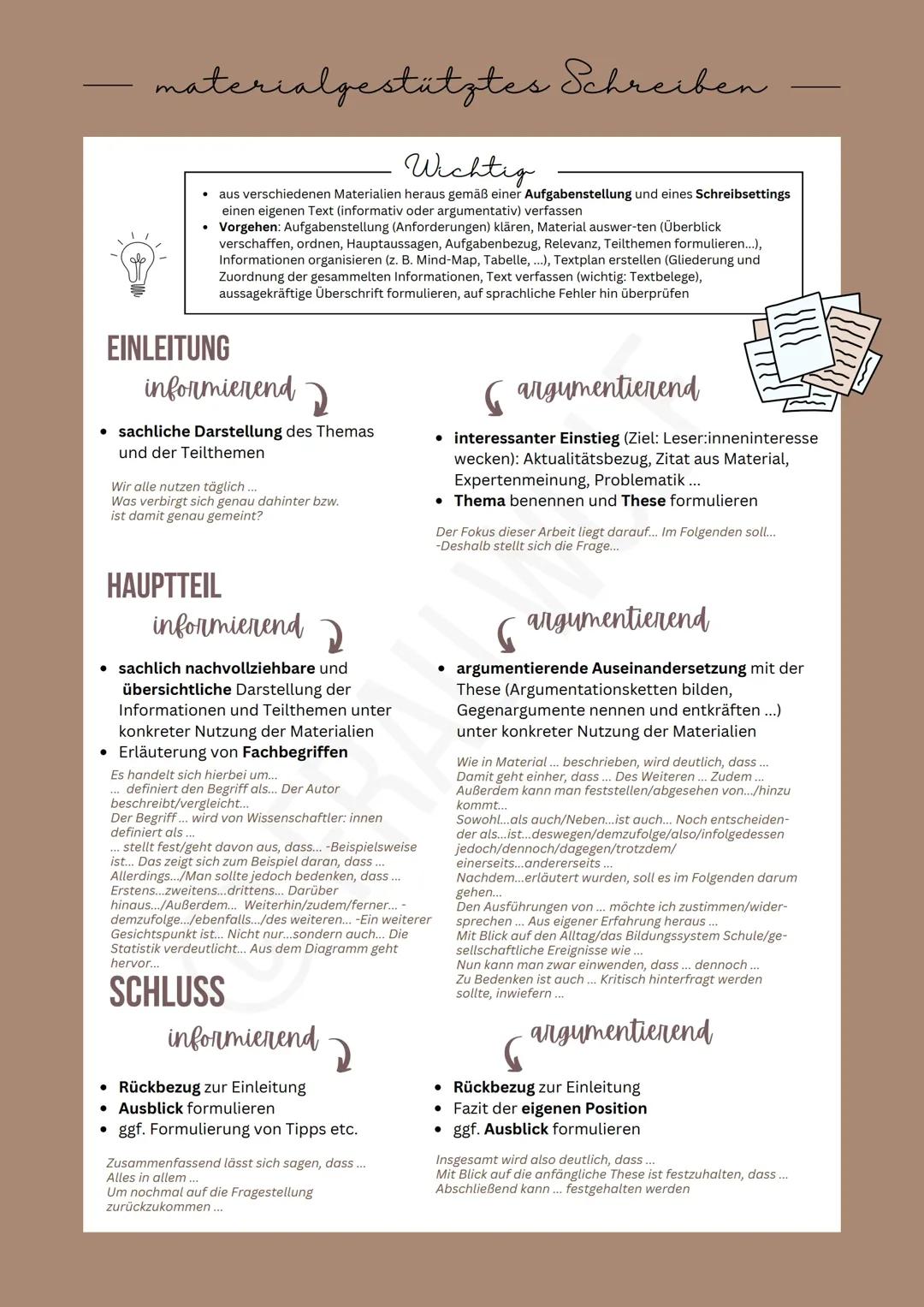 Materialgestütztes Schreiben 📝