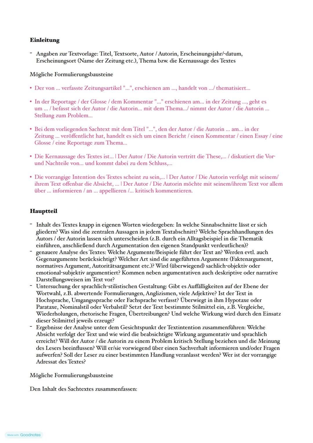 Aufgabe III A- Analyse eines pragmatischen Textes
Grundlagen
Textsorten
Essay
• geistreiche und sprachlich anspruchsvolle Abhandlung zu eine