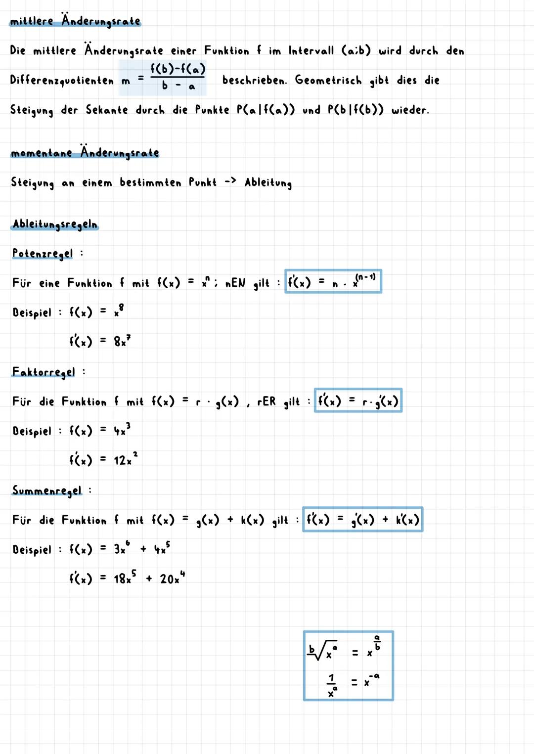 Analysis Lernzettel Mathe LK ABI 24