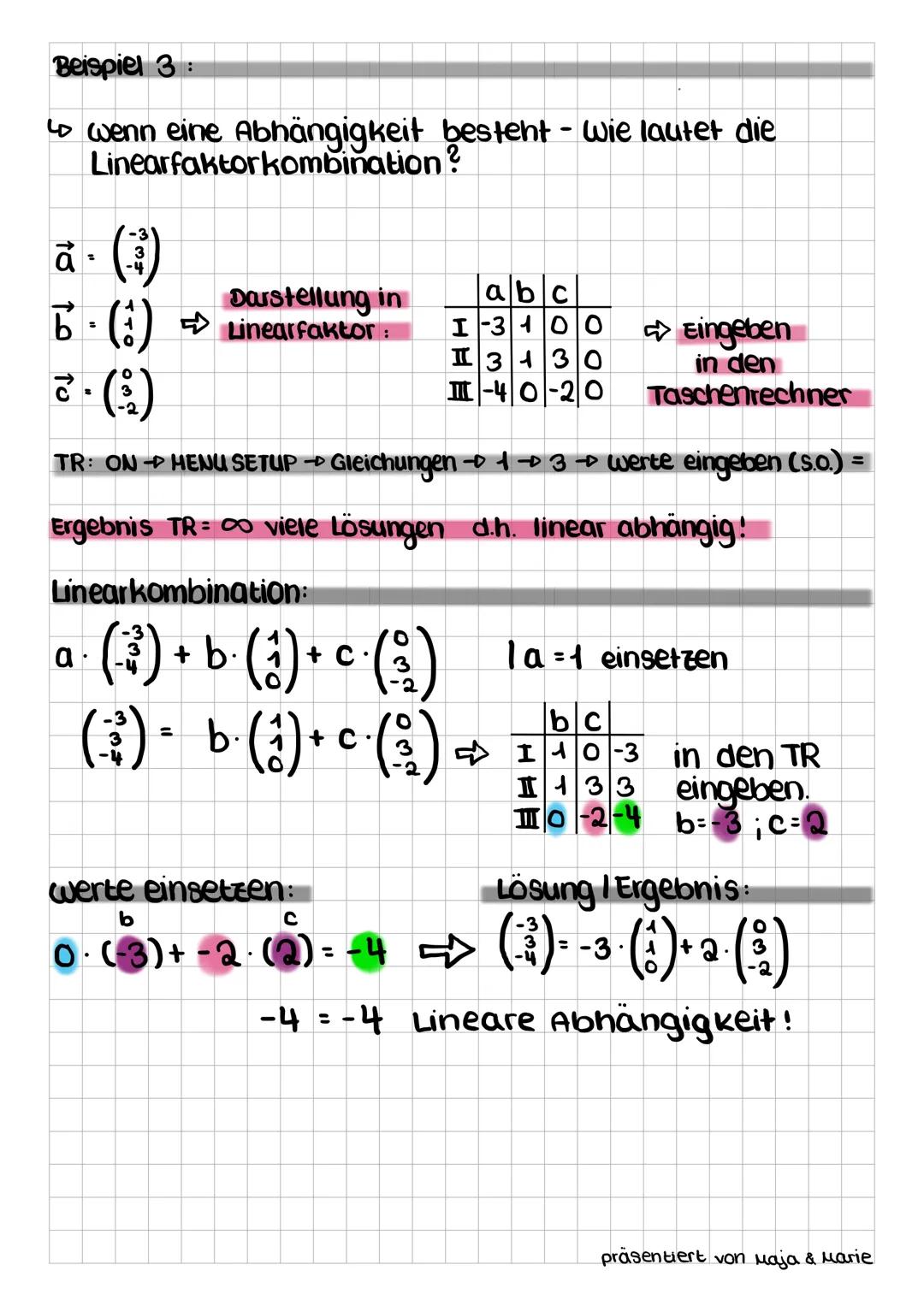 # DIE LINEARE ABHÄNGIGKEIT ÜBERPRÜFEN
Merke:
wenn zwei vektoren...
✓ parallel zueinander sind → linear abhängig
X nicht parallel zueinander
