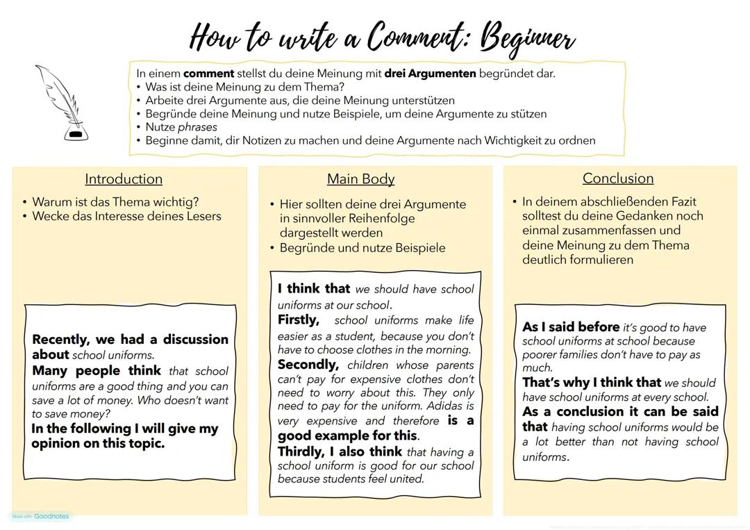 How to write a comment (Englisch, 9.Klasse)